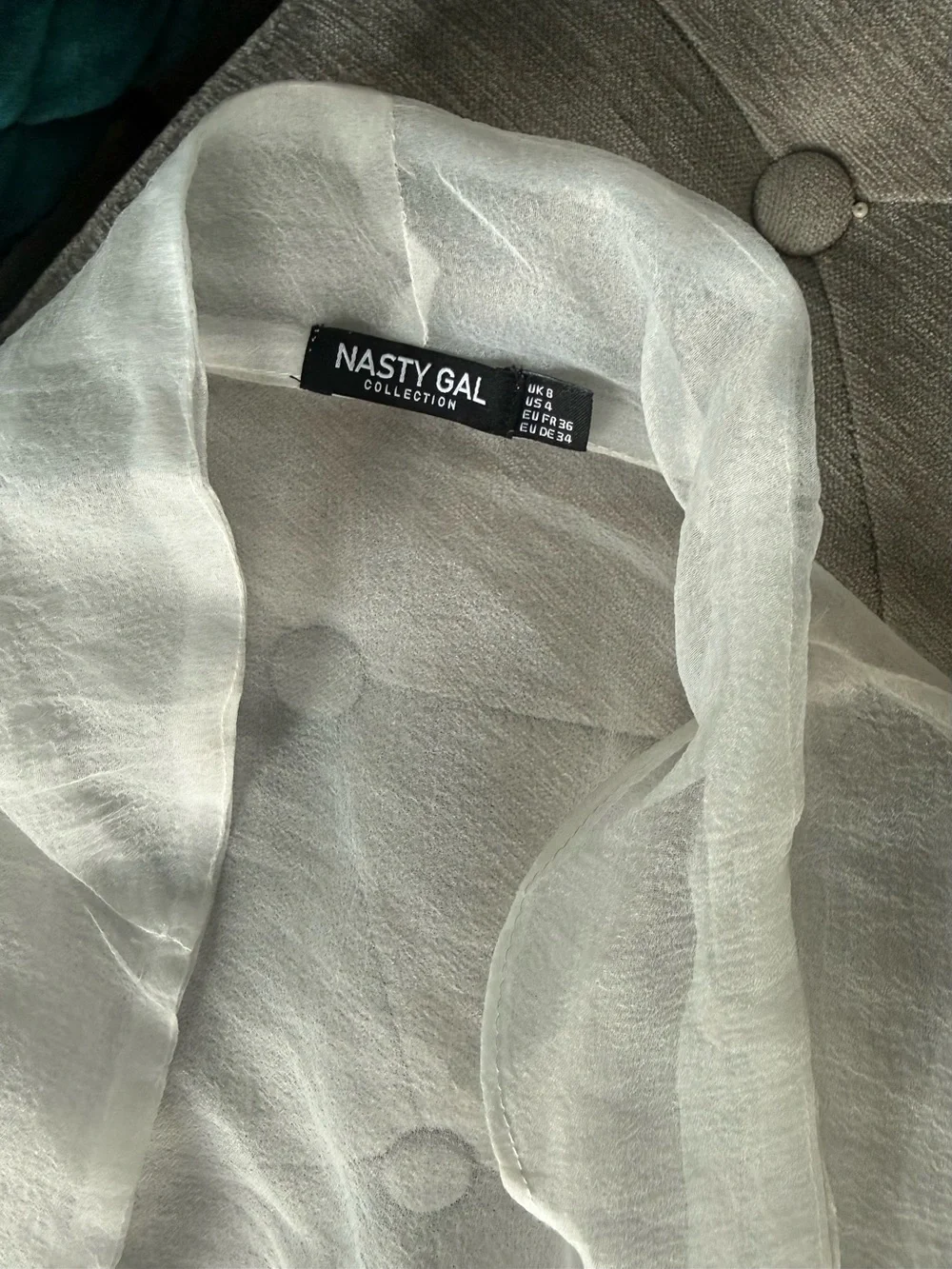 Balloon sleeve white sheer blouse - Picture 8 of 8